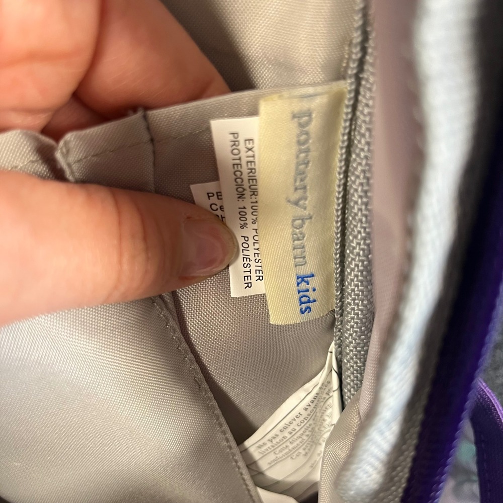 Pottery Barn Kids Mackenzie Purple Butterfly Backpack & Pencil Case Monogram A - Picture 9 of 12
